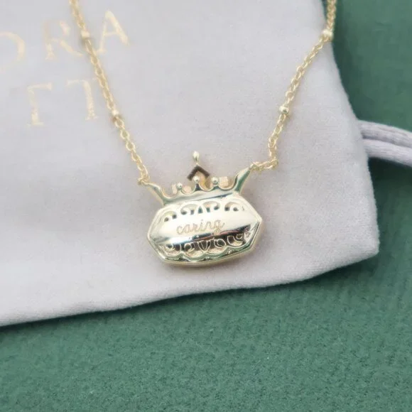 Kendra Scott Disney Elisa 'Caring' Necklace Mauve Mother Pearl Gold - Picture 3 of 3